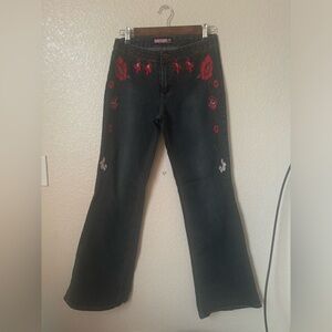 Y2K bubblegum embroidered jeans